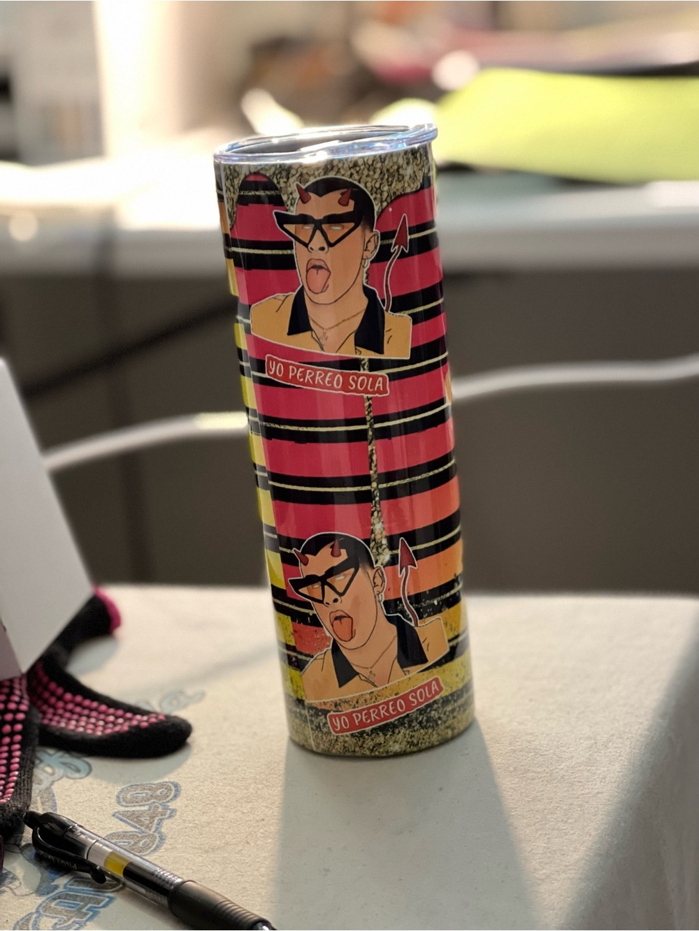 Bad Bunny Yellow Striped Tumbler & Mug Set - Picture 3 of 12